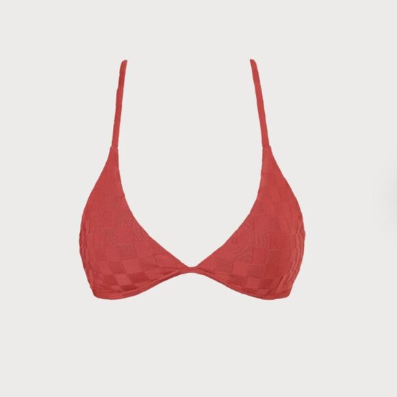 BERLOOK Red Jacquard Triangle Cross Back Bikini Top ONLY 40 - Picture 7 of 10